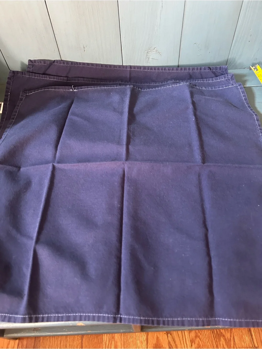 Vintage Navy Blue Dining Table Cloth Linen Napkins - Set of 4